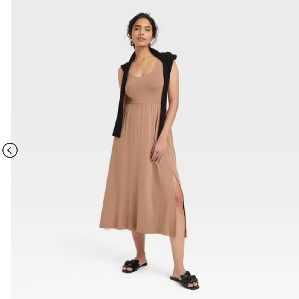A New Day. Camel Tan Colored Midi Dress. Size M. NWOT
